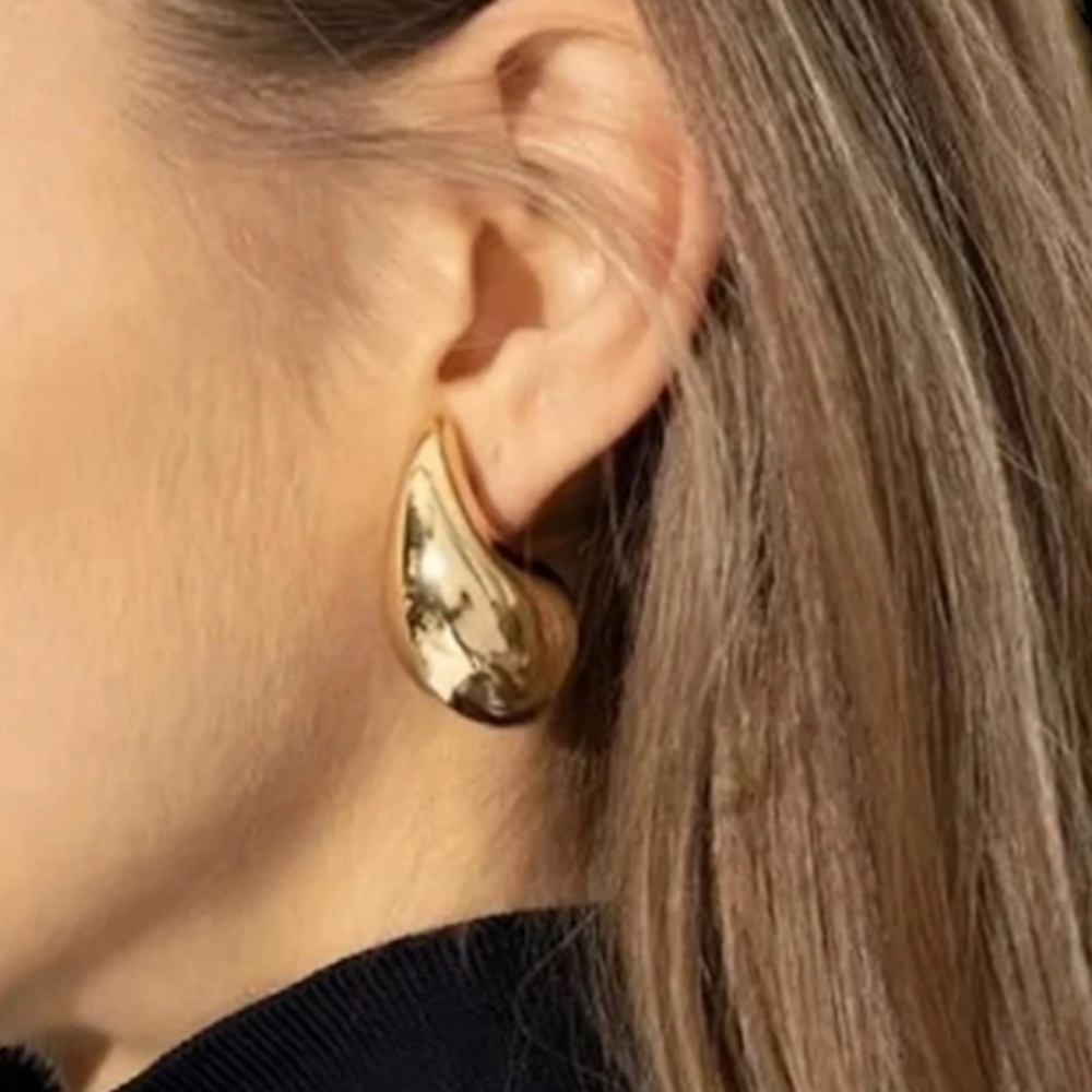 Vintage 18K gold plated  chunky Dome drop earrings - Picture 8 of 8